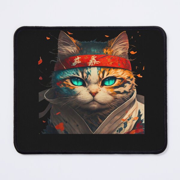 Item preview, Karate Cat Warrior Shirt – Fierce Samurai Kitty with Glowing Eyes designed and sold by AnimalMarvels.