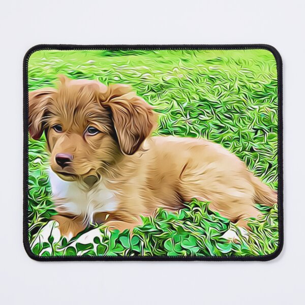 Item preview, A charming Tolly puppy resting in a lush green clover field. designed and sold by ZoroDesign.