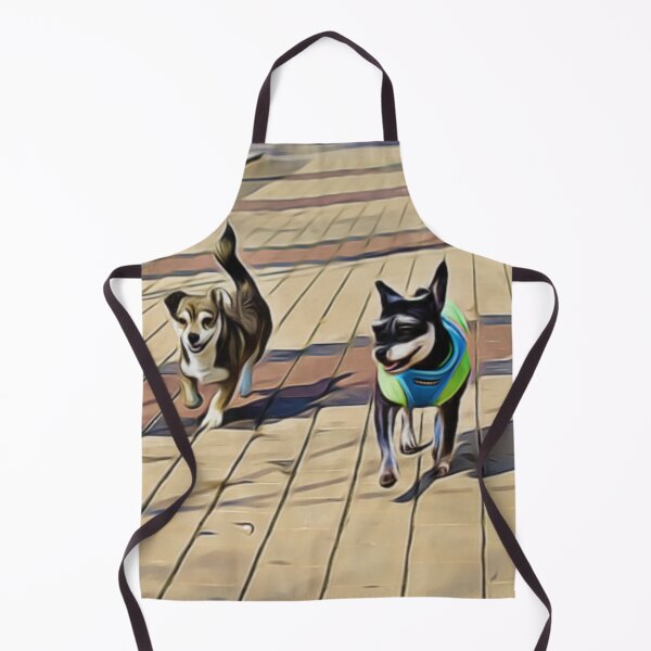 Item preview, Two happy dogs running together on a paved path. designed and sold by ZoroDesign.