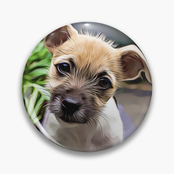 Aperçu de l'œuvre Un adorable chiot curieux se tient debout sur une surface violette. créée et vendue par ZoroDesign.