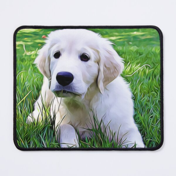 Item preview, A cute Golden Retriever puppy lying in a field of tall green grass. designed and sold by ZoroDesign.