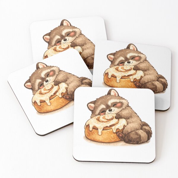 Item preview, Cute raccoon hugging a giant cinnamon roll with icing designed and sold by jgvisualarts.