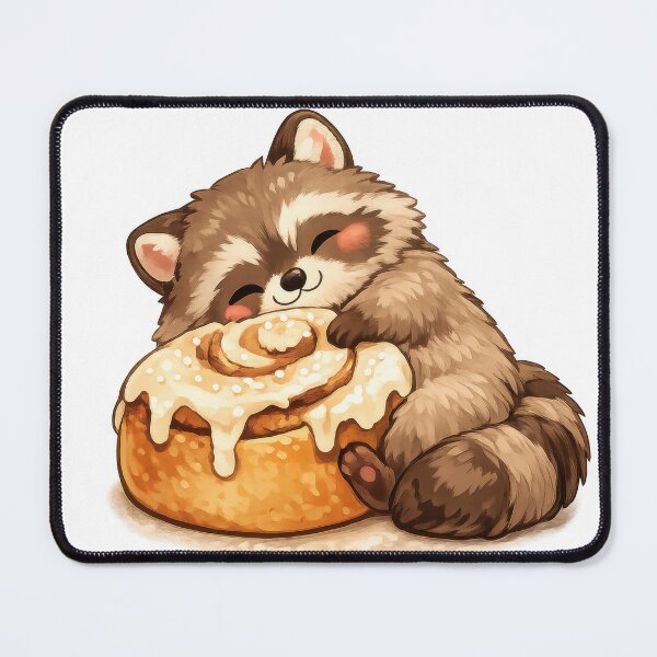 Item preview, Cute raccoon hugging a giant cinnamon roll with icing designed and sold by jgvisualarts.