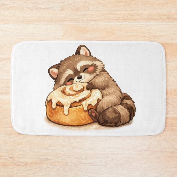 Item preview, Cute raccoon hugging a giant cinnamon roll with icing designed and sold by jgvisualarts.