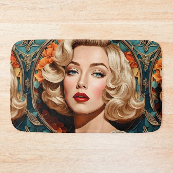 Item preview, Gloria Grahame - Oblique Ink and Floral #24003 - Hollywood Legend Art Nouveau Illustration designed and sold by centuryretromedia.