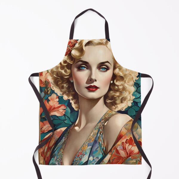 Item preview, Carole Lombard - Oblique Ink and Floral #24001 - Hollywood Legends Art Nouveau Illustration designed and sold by centuryretromedia.