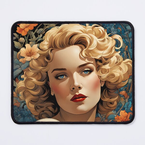 Item preview, Frances Farmer - Oblique Ink and Floral #24001 - Hollywood Legends Art Nouveau Illustration designed and sold by centuryretromedia.