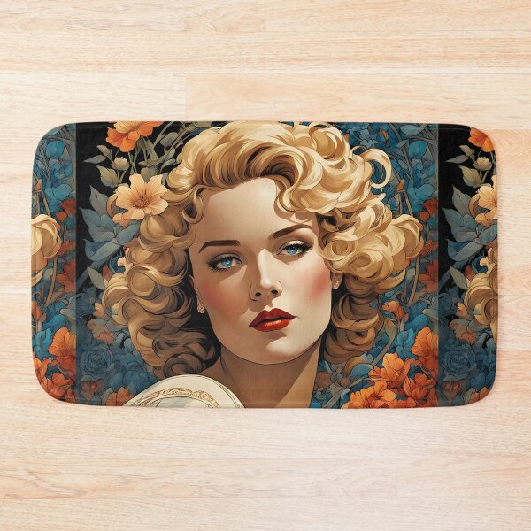 Item preview, Frances Farmer - Oblique Ink and Floral #24001 - Hollywood Legends Art Nouveau Illustration designed and sold by centuryretromedia.