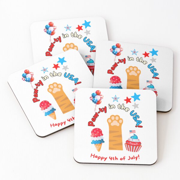 Item preview, 4th of July Orange Cat Paw-ty in the USA designed and sold by MYCatStuff.