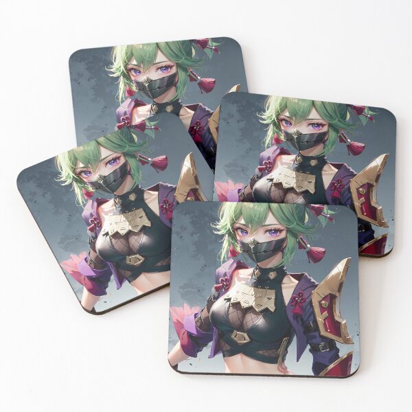 Item preview, Kuki Shinobu Genshin Impact Lotus Flower Armor Close Up Masked designed and sold by Tokyonomad.