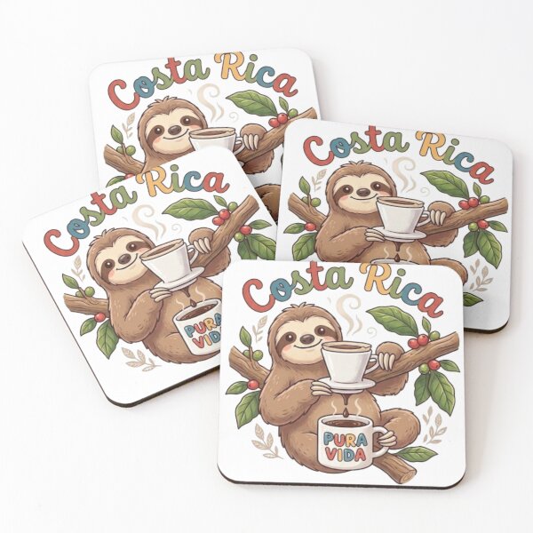 Item preview, Costa Rica Pura Vida: The Coffee Sloth designed and sold by Chuncherias-Co.