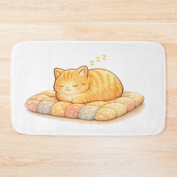 Item preview, Cute sleeping orange tabby cat on a patchwork cushion by a rainy window designed and sold by jgvisualarts.