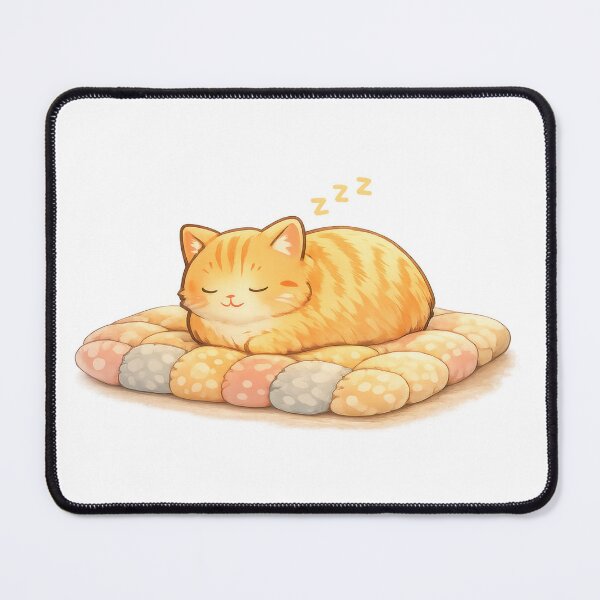 Item preview, Cute sleeping orange tabby cat on a patchwork cushion by a rainy window designed and sold by jgvisualarts.
