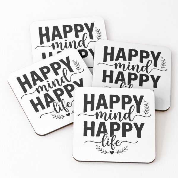 Item preview, Happy Mind Happy Life – Minimalist Black Typography Motivation Design designed and sold by Zayn Studio.