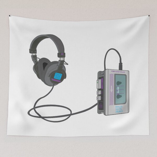 Item preview, Retro Walkman Cassette Player Graphic Tee (Gray Colorway) – 80s 90s Music Nostalgia Y2K Streetwear T-Shirt designed and sold by analogdigitalvz.