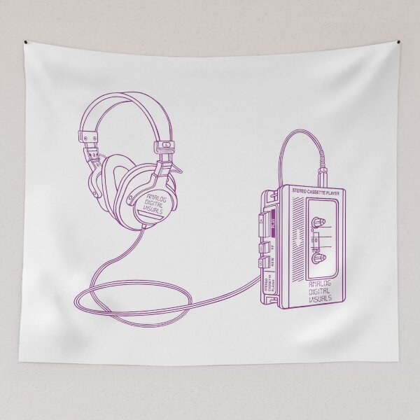 Item preview, Retro Walkman Cassette Player Graphic Tee (Violet Lines) – 80s 90s Music Nostalgia Y2K Streetwear T-Shirt designed and sold by analogdigitalvz.