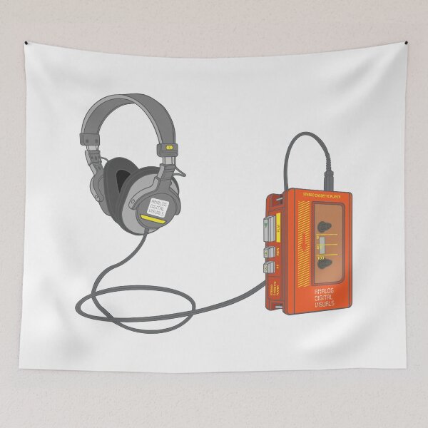 Item preview, Retro Walkman Cassette Player Graphic Tee (Red Colorway) – 80s 90s Music Nostalgia Y2K Streetwear T-Shirt designed and sold by analogdigitalvz.