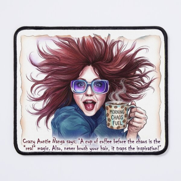 Item preview, Auntie Ñanga Morning Chaos Fuel: Funny Coffee & Bedhead Art designed and sold by KabronX.