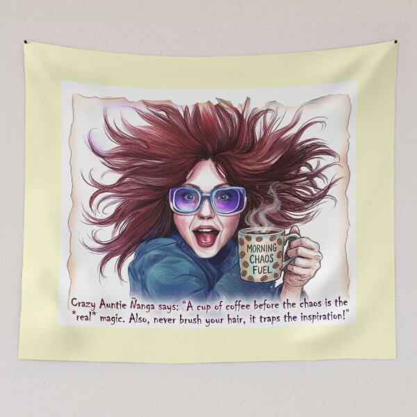 Item preview, Auntie Ñanga Morning Chaos Fuel: Funny Coffee & Bedhead Art designed and sold by KabronX.