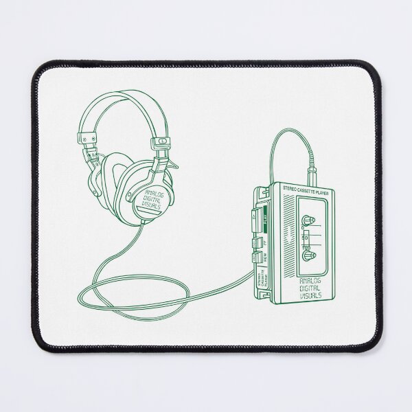 Item preview, Retro Walkman Cassette Player Graphic Tee (Cadmium Green Lines) – 80s 90s Music Nostalgia Y2K Streetwear T-Shirt designed and sold by analogdigitalvz.