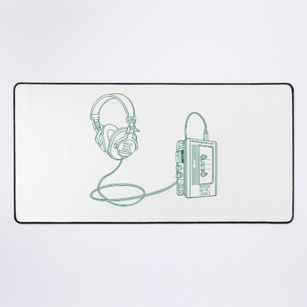 Item preview, Retro Walkman Cassette Player Graphic Tee (Cadmium Green Lines) – 80s 90s Music Nostalgia Y2K Streetwear T-Shirt designed and sold by analogdigitalvz.