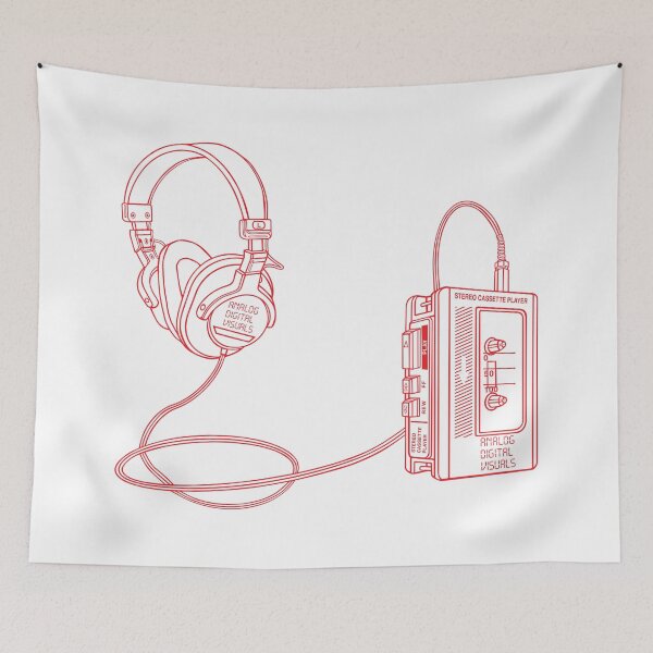 Item preview, Retro Walkman Cassette Player Graphic Tee (Red Lines) – 80s 90s Music Nostalgia Y2K Streetwear T-Shirt designed and sold by analogdigitalvz.