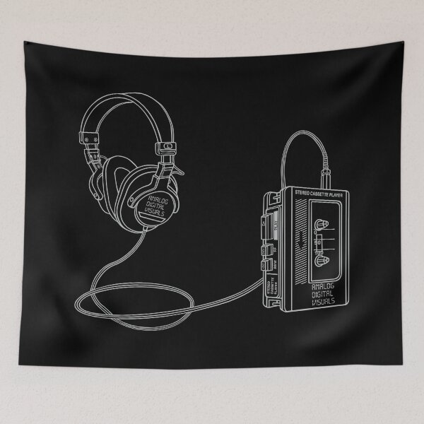 Item preview, Retro Walkman Cassette Player Graphic Tee (Gray Lines) – 80s 90s Music Nostalgia Y2K Streetwear T-Shirt designed and sold by analogdigitalvz.