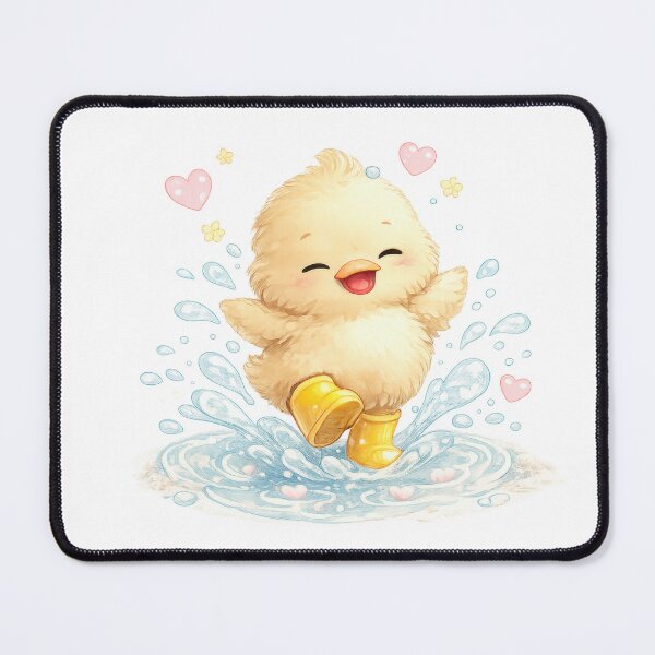Item preview, Cute duckling splashing in a puddle with yellow rain boots designed and sold by jgvisualarts.