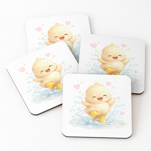 Item preview, Cute duckling splashing in a puddle with yellow rain boots designed and sold by jgvisualarts.