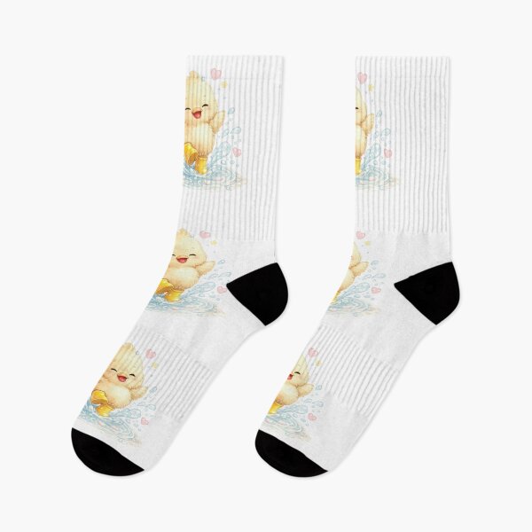Item preview, Cute duckling splashing in a puddle with yellow rain boots designed and sold by jgvisualarts.
