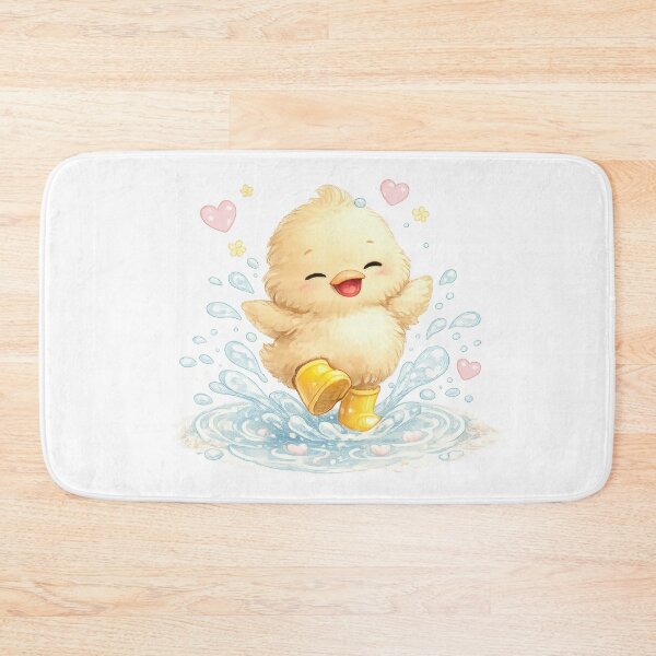 Item preview, Cute duckling splashing in a puddle with yellow rain boots designed and sold by jgvisualarts.