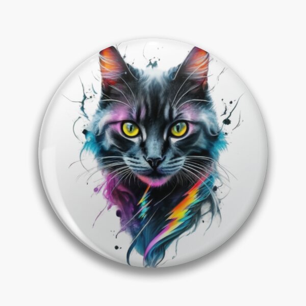 Item preview, Neon Cyber Cat Art | Colorful Abstract Cat Face Aesthetic Sticker designed and sold by Var135.