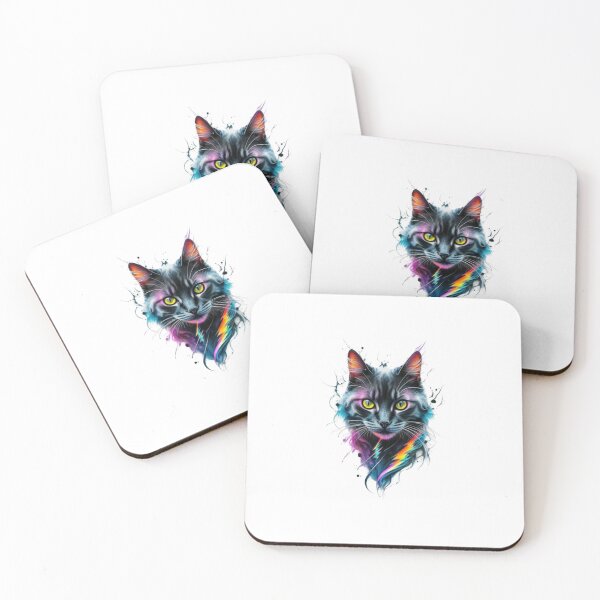 Item preview, Neon Cyber Cat Art | Colorful Abstract Cat Face Aesthetic Sticker designed and sold by Var135.