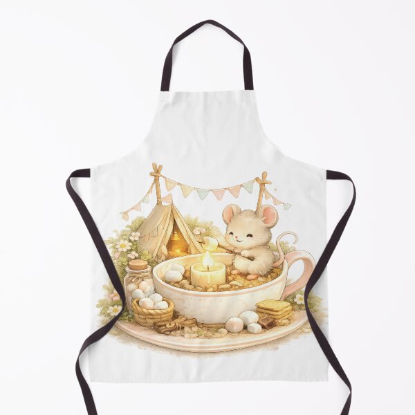 Item preview, Cute mouse roasting a marshmallow beside a candle in a teacup campsite designed and sold by jgvisualarts.