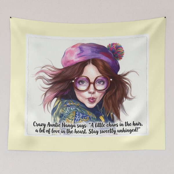 Item preview, Auntie Ñanga Sweetly Unhinged: Funny Whimsical Portrait Art designed and sold by KabronX.