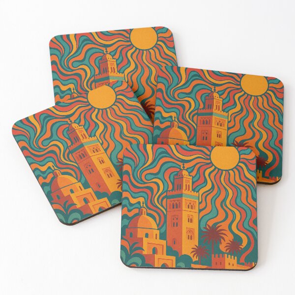 Item preview, Trippy Psychedelic Poster of Marrakech | Vibrant Moroccan Medina Cityscape | Surreal Desert Travel Art designed and sold by PaintedPixels01.