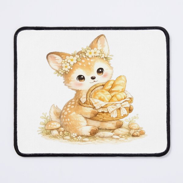 Item preview, Cute baby deer with flower crown holding a basket of bread designed and sold by jgvisualarts.