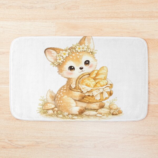 Item preview, Cute baby deer with flower crown holding a basket of bread designed and sold by jgvisualarts.