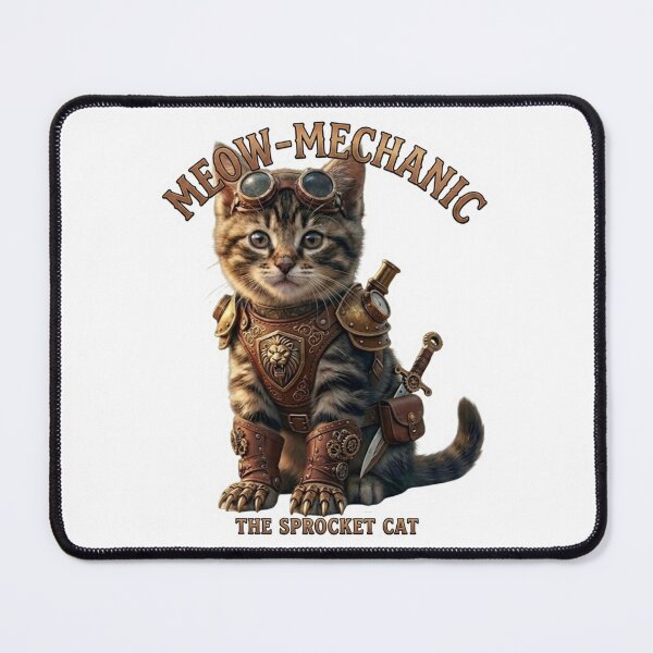 Item preview, Steampunk Cat Warrior Meow-Mechanic Illustration designed and sold by RafinaArt.