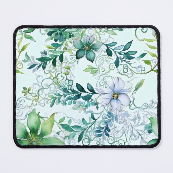 Item preview, Spring Green Flowers Tendrils Pattern designed and sold by Eclectic Monkey.