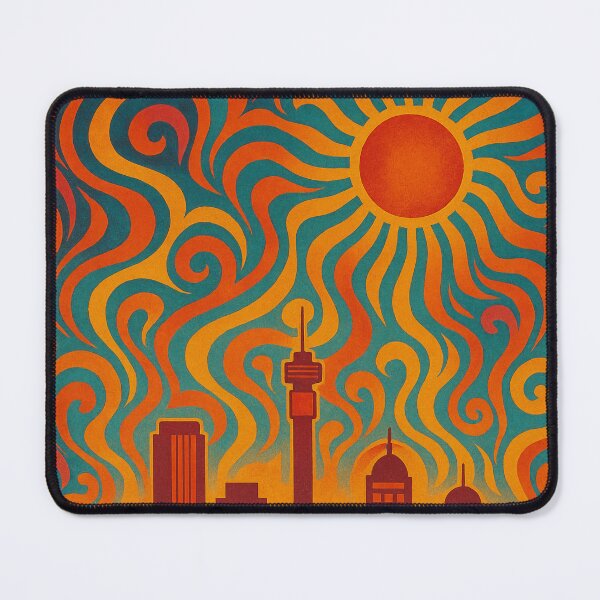 Item preview, Trippy Psychedelic Poster of Johannesburg | Vibrant South African Cityscape | Surreal Urban Gold City Travel Art designed and sold by PaintedPixels01.