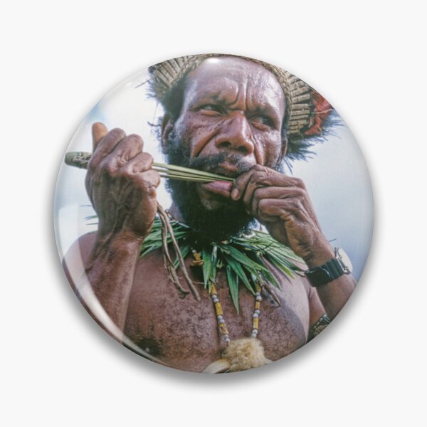 Item preview, Papua New Guinea Villager Playing Handmade Bamboo Flute designed and sold by DEC02.