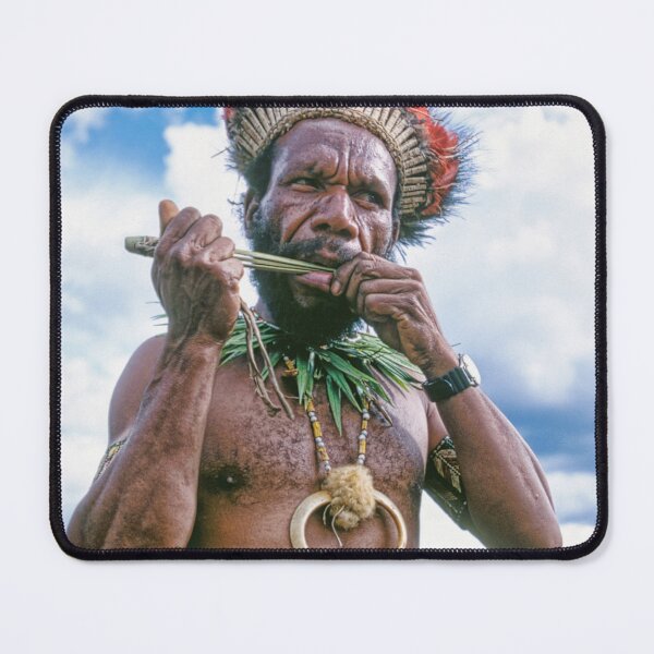 Item preview, Papua New Guinea Villager Playing Handmade Bamboo Flute designed and sold by DEC02.