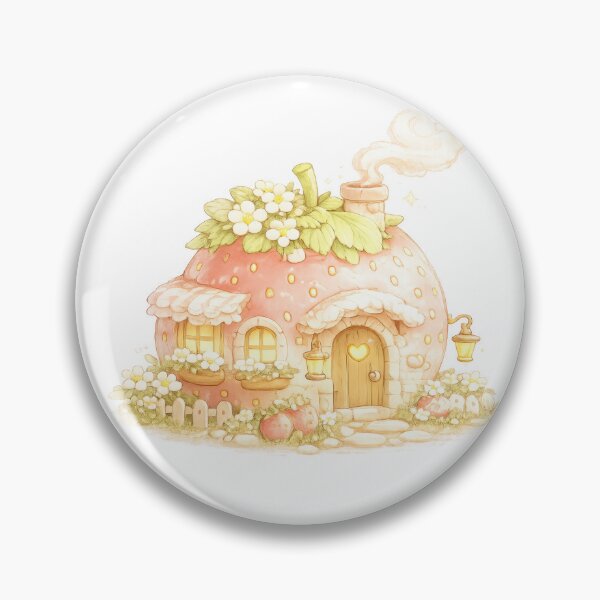 Item preview, Cute strawberry cottage house with flowers and chimney designed and sold by jgvisualarts.