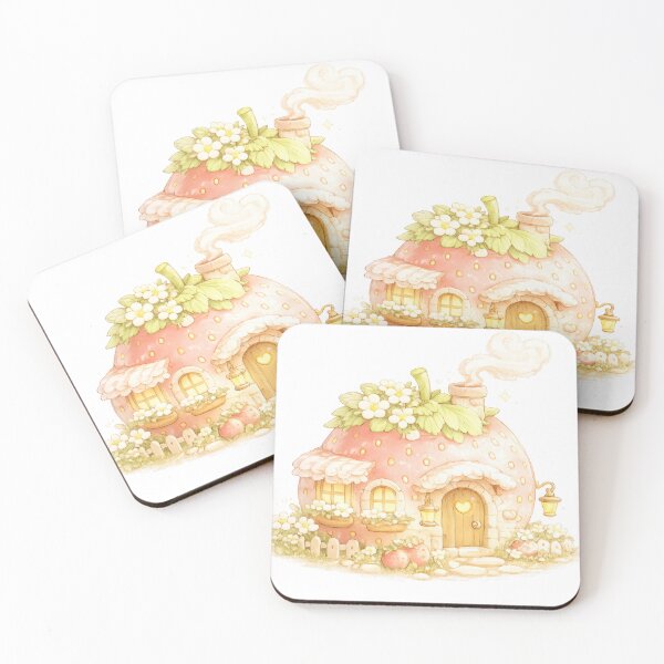 Item preview, Cute strawberry cottage house with flowers and chimney designed and sold by jgvisualarts.