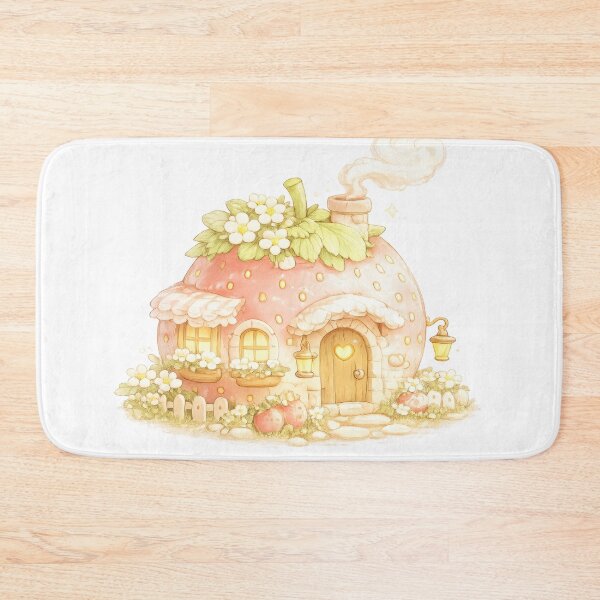 Item preview, Cute strawberry cottage house with flowers and chimney designed and sold by jgvisualarts.