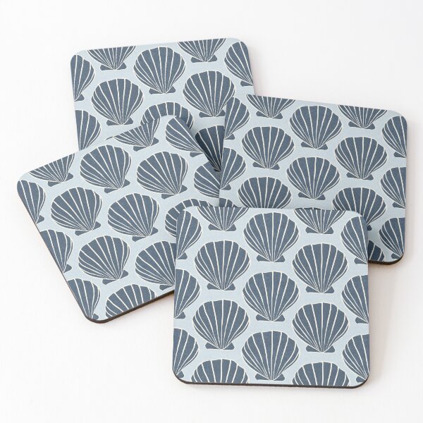 Item preview, coastal beach seaside blue scallop shells all over  designed and sold by PrettywithColor.
