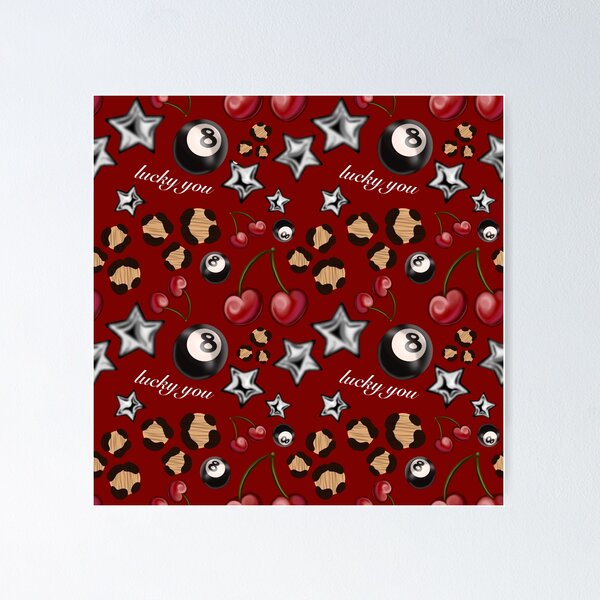 Item preview, Red Cherry Lucky 8 Ball Star Leopard Pattern designed and sold by issie kate.