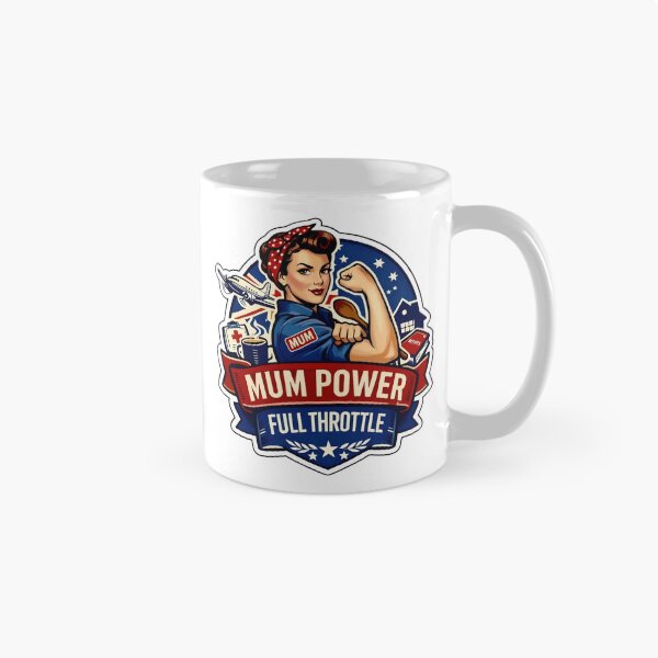 Item preview, Mum Power, Full Throttle retro Rosie the Riveter Inspired Design designed and sold by MuggyandMo.