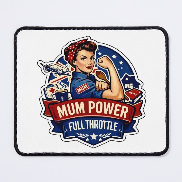 Item preview, Mum Power, Full Throttle retro Rosie the Riveter Inspired Design designed and sold by MuggyandMo.